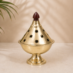 Brûleur à dhoop de luxe en laiton, design gobelet, brûleur décoratif en laiton pour la décoration de la maison et des hôtels - Product Image 1