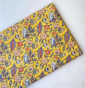 Tissu artisanal en coton pur imprimé à la main, motif floral, pour la confection de couvertures et de draps de lit, décoration intérieure - Product Image 2