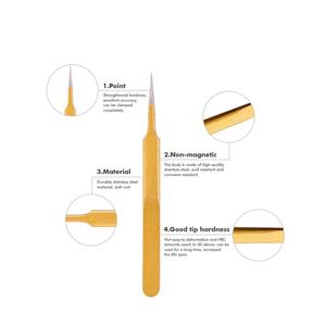 ชุดคีมต่อขนตาสแตนเลสสีทอง5ชิ้น - Product Image 1