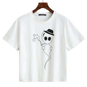 T-shirt à manches courtes pour femme, vêtement en coton respirant, personnalisé, vente en gros, BD - Product Image 1