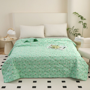 Ensemble de couette bleu clair uni 4 pièces en polyester/coton lavable matelassé pour la maison moderne - Product Image 6