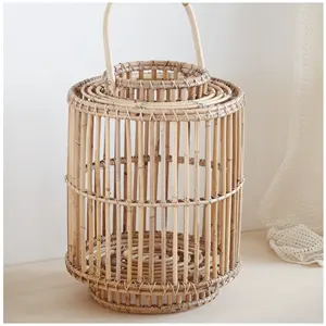 Meilleure vente de bougeoirs en bambou rustiques écologiques à la mode lanternes en osier durable vintage en jacinthe d'eau pour la décoration de la maison - Product Image 2