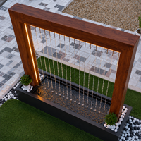 Fuente de Agua Moderna de Lujo para Interiores y Exteriores, con Cortina de Agua de FRP, Luces LED Cálidas, Acabado de Madera, Diseño Decorativo de Cascada, Montaje en Suelo