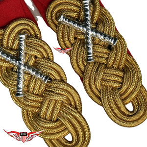 KEW Premium - Par de hombreras cosidas de Mylar trenzado dorado personalizadas, con reverso rojo, elegantes, para uniforme alemán, ecológicas, estilo vintage - Product Image 4