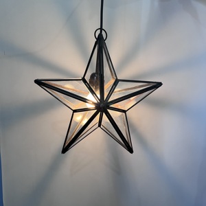 Modern <b>Star</b> Shape Glass Pendant Light Black Metal Hanging Ceiling Lamp Decorative Indoor Lighting Fixture for Home Hotel Cafe Re - Product Image 1