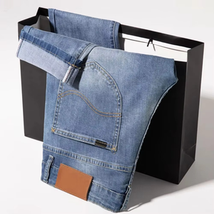 Pantalon en jean pour homme, coupe classique, tissu extensible en coton respirant, durable, décontracté, à porter tous les jours, pantalon de mode pour toutes les saisons - Product Image 3