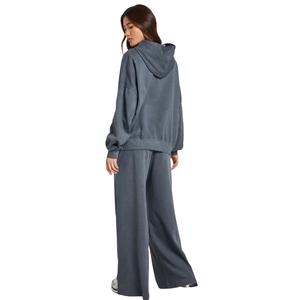 Conjuntos de chándal de dos piezas para mujer, estilo oversize, con sudadera holgada y pantalones de pierna ancha con cintura elástica, informales, para estar en casa, al por mayor - Product Image 1