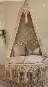 <b>Round</b> Hanging chair, Macrame <b>swing</b>, hängesessel, Indoor Outdoor <b>Swing</b>, Macrame <b>swing</b> chair, hanging - Product Image 4