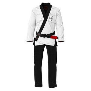 White BJJ <b>Kimono</b> Gi Pearl Weave Cotton Regular Fit Adult Breathable 340g Waterproof UV Protection Black Belt Included Front Logo - Product Image 1
