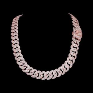 Rose 14K Gold Plated Moissanite Chain Link <b>Bracelet</b> Men's Luxury Micro Pave Radiant Cut Hiphop Everyday Wear - Product Image 1