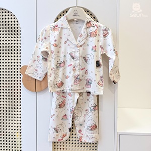 SeunKids Ensemble de pyjamas pour enfants, imprimé canard de dessin animé, manches courtes, pantalon de nuit respirant en coton pour filles - Product Image 2