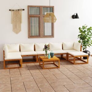 Set Lounge da Giardino in Legno Massello di Acacia con Finitura Crema Oliata - Elegante Arredamento da Esterno - Product Image 1