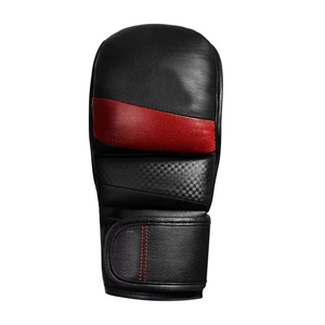 Custom Premium Leather MMA Grappling Gloves – Open Palm Sparring & Martial Arts Fighting Gloves with Hook & Loop <b>Wrist</b> <b>Strap</b> - Product Image 1