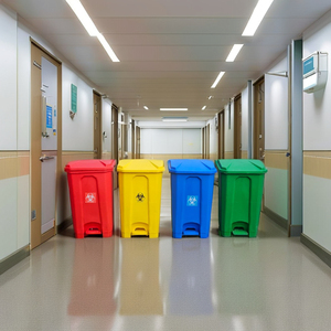 Yellow Hospital Medical Waste Pressing PP Thickened Plastic Eco-Friendly Garbage <b>Bin</b> <b>Covered</b> Foot Pedal Uppsea DUSB 203 30L - Product Image 6