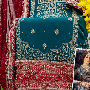 Costumes en georgette brodés Asim Jofa de qualité exceptionnelle, non cousus, 3 pièces - Product Image 1