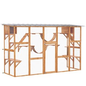 Cuccia per Gatti di Taglia Media con Tetto Resistente alle Intemperie, Piattaforme, Tiragraffi e Rampa - Product Image 1