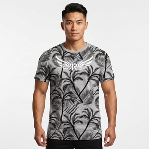 Camiseta de Manga Corta con Estampado Gris para Hombre, con Logotipo de Ala, Cuello Redondo Informal, Corte Regular, Camiseta de Jersey de Algodón - Product Image 3