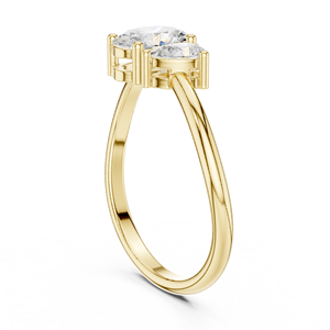 Yellow Gold Oval Lab Grown Diamond <b>Two</b> <b>Stone</b> Engagement <b>Ring</b> for Women with Round Accent Solitaire Promise <b>Ring</b> Gift Set - Product Image 3