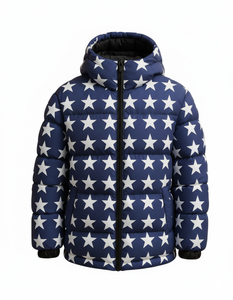 เสื้อแจ็คเก็ตผู้ชายสีน้ำเงินแบบมีฮู้ด บุใยสังเคราะห์ กันหนาว เป็นมิตรกับสิ่งแวดล้อม ระบายอากาศได้ดี กันน้ำ ซับในด้วยผ้าฝ้าย ปิดด้วยซิปด้านหน้า สไตล์สตรีทแวร์ - Product Image 2