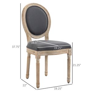 Sillas Laterales Tapizadas en Lino Francés para Comedor, Juego de 2, Gris - Product Image 3
