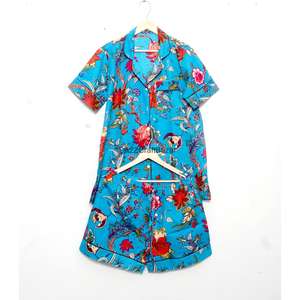 Conjunto de Pijama de Manga Corta de Algodón para Mujer, Estampado Floral, Ligero, Transpirable, de Secado Rápido, Pantalones Cortos para Estar en Casa, Verano y Otoño - Product Image 6