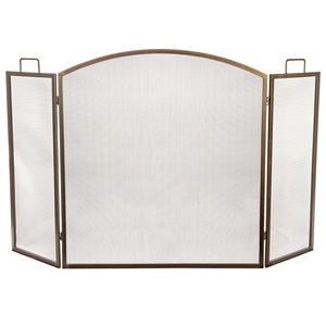 Protector de Chimenea Metálico Arqueado Contemporáneo, Malla Plegable Resistente al Calor, Acabado Bronce Elegante - Product Image 2