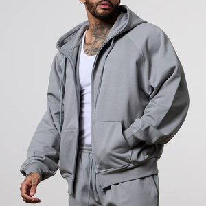 Hot Selling Custom Men's Cotton <b>Tracksuit</b> Oversize Zip Hood Shorts Solid Heavyweight Winter Breathable Sports Casual <b>Tracksuit</b> - Product Image 5