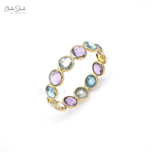 Offre Exceptionnelle : Bague Éternité Multi-Pierres 2,73 carats en Or Jaune Massif 14 carats avec Pierres Précieuses Naturelles Colorées – Bague de Mariage Empilable - Product Image 6