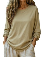 T-shirt CVC décontracté à manches longues et col rond pour femme, grande taille, broderie logo personnalisée OEM, prix usine Chine Bangladesh