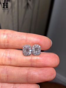 14K Gold <b>Emerald</b> Cut Diamond Halo <b>Stud</b> Earrings, Luxury Fine Jewelry Manufacturer - Product Image 3