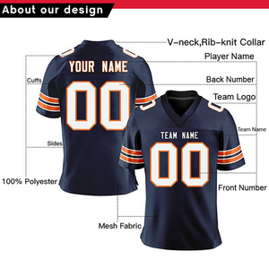 Custom American Football Jersey V-Neck Short Sleeve Sublimated Mesh Printed Breathable 100% Polyester Moisture Wicking Team - Product Image 6