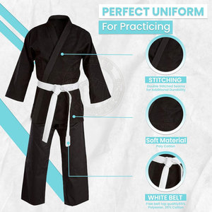 Uniforme de karaté pour adultes de qualité supérieure, manches longues, 100% coton respirant, séchage rapide, fabriqué au Pakistan, vêtements d'arts martiaux - Product Image 2
