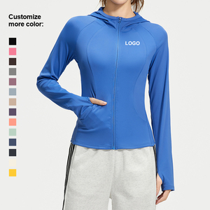 Veste de sport unie pour la gym et le yoga avec poches, veste de yoga blanche pour l'entraînement matinal, veste de yoga slim à séchage rapide - Product Image 2