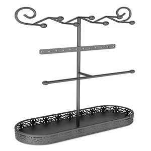 Support à bijoux élégant en métal, présentoir de luxe pour colliers, boucles d'oreilles, bracelets, bagues, organisateur de présentation pour coiffeuse et table de maquillage - Product Image 5