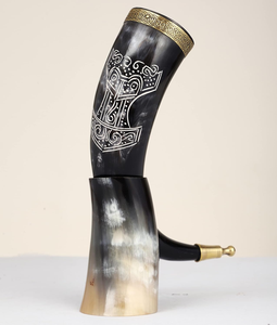 Verre à bière en corne de Viking, fait main, écologique, style ange moderne, corne à boire sculptée, artisanat naturel FAIZA CRAFT Uttar Pradesh - Product Image 6