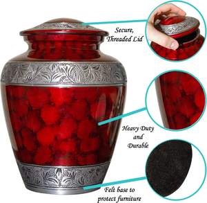 Urna Funeraria Color Granate Personalizada, Urna Roja para Cremación Humana de Adultos con Recuerdo y Bolsa de Terciopelo - Product Image 3