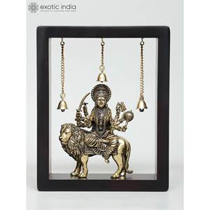 10 \ "ประติมากรรมทองเหลือง Superfine dess Durga (sherawali MAA) แขวนผนังด้วยระฆังห้อยต่องแต่งกรอบงานศิลปะ - Product Image 4