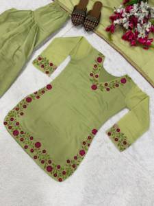 <b>Women</b> Formal Embroidered Salwar Kameez Set Floral V Neck <b>Kurta</b> Palazzo Dupatta Regular Fit with Silk Lining <b>for</b> Wedding Party - Product Image 6
