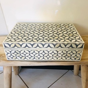 Minimalist Rectangular <b>Cardboard</b> Storage <b>Box</b> With Lid Black <b>White</b> Triangle Pattern Decorative Container For Home Sundries - Product Image 6
