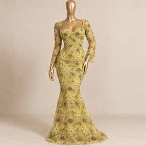 Tissu en dentelle brodé de perles, motif floral, design authentique et nouveau, pour robe décontractée, beauté intemporelle, luxe de la tradition nigériane - Product Image 2