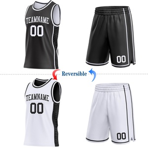 Maillot et short de basketball personnalisés professionnels noir et blanc, vêtements de sport réversibles, fabricant OEM de marque privée, SportWear - Product Image 4