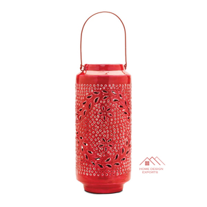 Portavelas de Navidad con Acabado en Esmalte Rojo, Decoración para el Hogar y el Jardín, Farol para Velas - Product Image 5