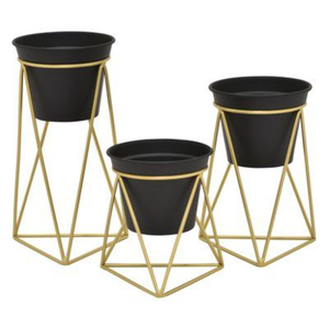 Jardinières en métal galvanisé avec supports en bois, style ferme, pour décoration intérieure et extérieure, supports de pots de fleurs en fer résistant aux intempéries - Product Image 6