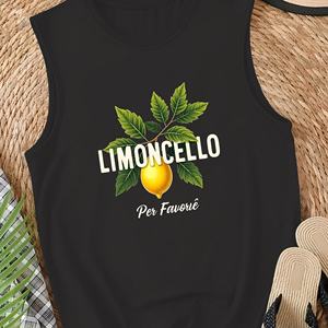 <b>Women's</b> Casual Knitted Spandex/Polyester Vest with Crew Neck Heat-Transfer Printed <b>Lemon</b> Branch Design Limoncello Favor Print - Product Image 3