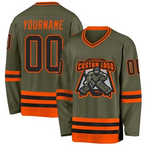 Maillot de hockey sur glace personnalisé pour équipe Olive, imprimé par transfert thermique, 100 % polyester respirant, sans décoloration, option de nom d'équipe personnalisé - Product Image 4