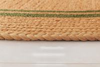 Tapis en jute tressé à la main en fibres naturelles avec bordure verte, tapis rustique bohème
