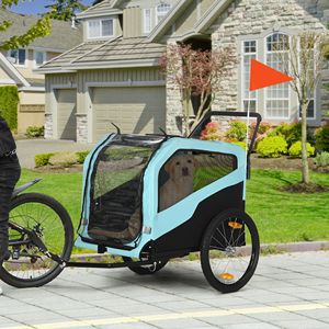 Rimorchio e passeggino 2-in-1 in alluminio per cani di grossa taglia con attacco di sicurezza, ruote a sgancio rapido e poggiapiedi - Carrello per animali domestici da bicicletta - Product Image 2