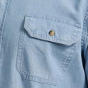 เสื้อเชิ้ตแขนยาวผู้ชายแบบคลาสสิก ทออย่างประณีต ให้สไตล์เหนือกาลเวลา เหมาะสำหรับใส่ทำงานและใส่ลำลอง คุณภาพดี ผลิตจากผ้าเดนิม - Product Image 6