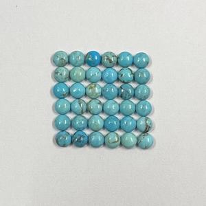 Cabujones de forma redonda de color turquesa, piedras preciosas sueltas, calidad superior, Natural, AAA, 4mm, matriz dorada - Product Image 5