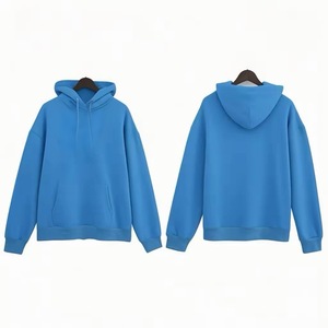 Red Unisex Men Hooded Sweatshirt Regular Fit Solid Color Casual Knitted Long Sleeve with Pocket - Product Image 2